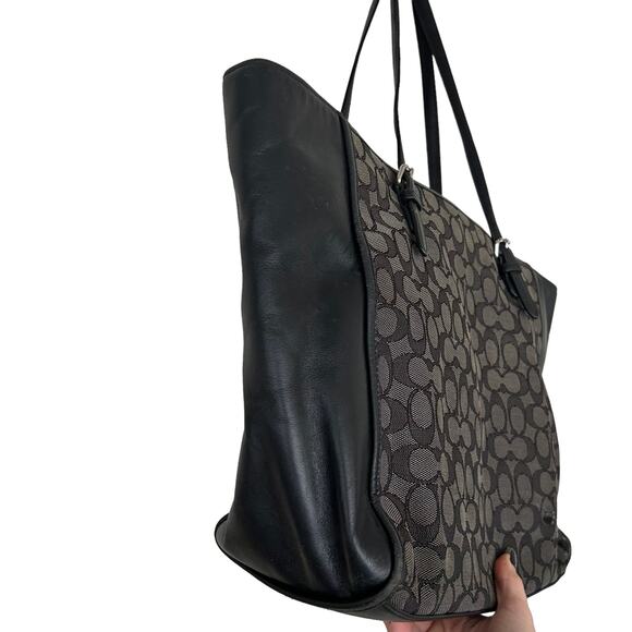 Coach Turnlock Signature Jacquard Monogram Black Gray Tote - Picture 7 of 12